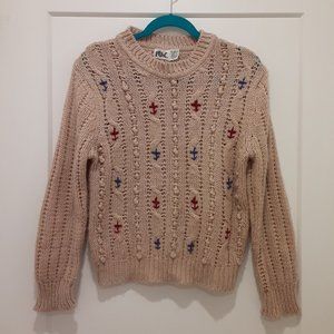 RBK vintage beige novelty sweater with maroon & blue anchors (L)